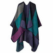 Soft Knit Color-Block Poncho Cape: Tan