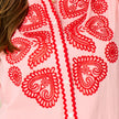 Embroidered Hearts Long Sleeve Cotton Shirt in Pink: Medium (UK 12-14)
