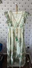 The Egyptian Ruffle Shoulder Maxi Dress: Green