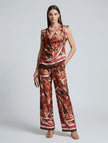 Botanical print Palazzo coordinate : Burgandy