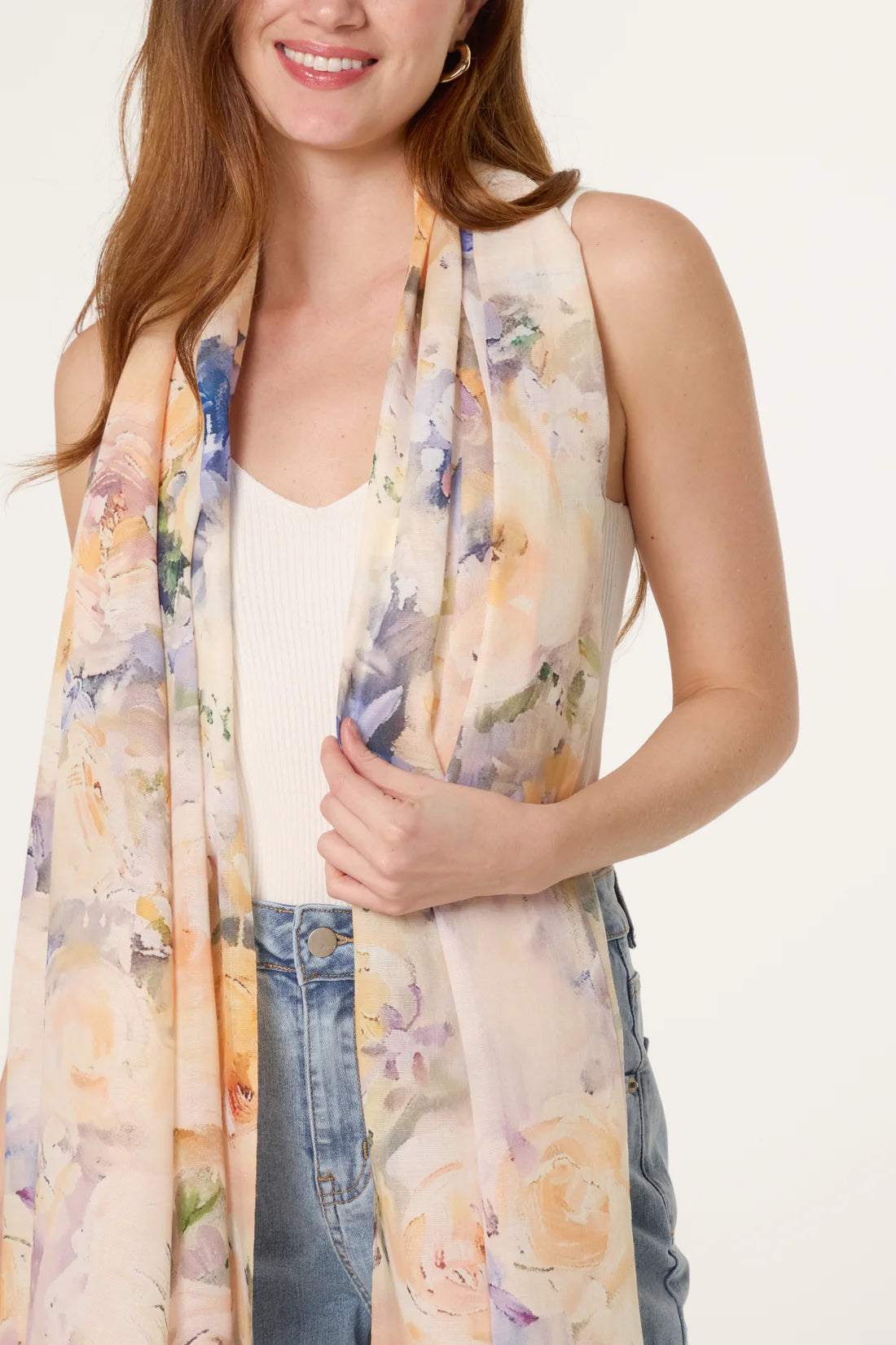 Watercolour Floral Print Scarf