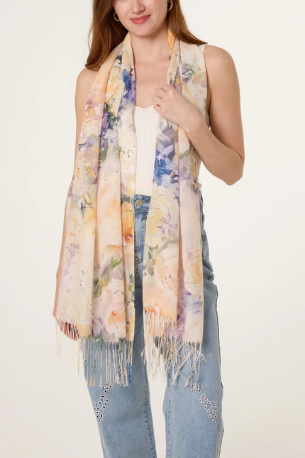 Watercolour Floral Print Scarf