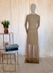 Beige Millitary Dress with Sheer Skirt.