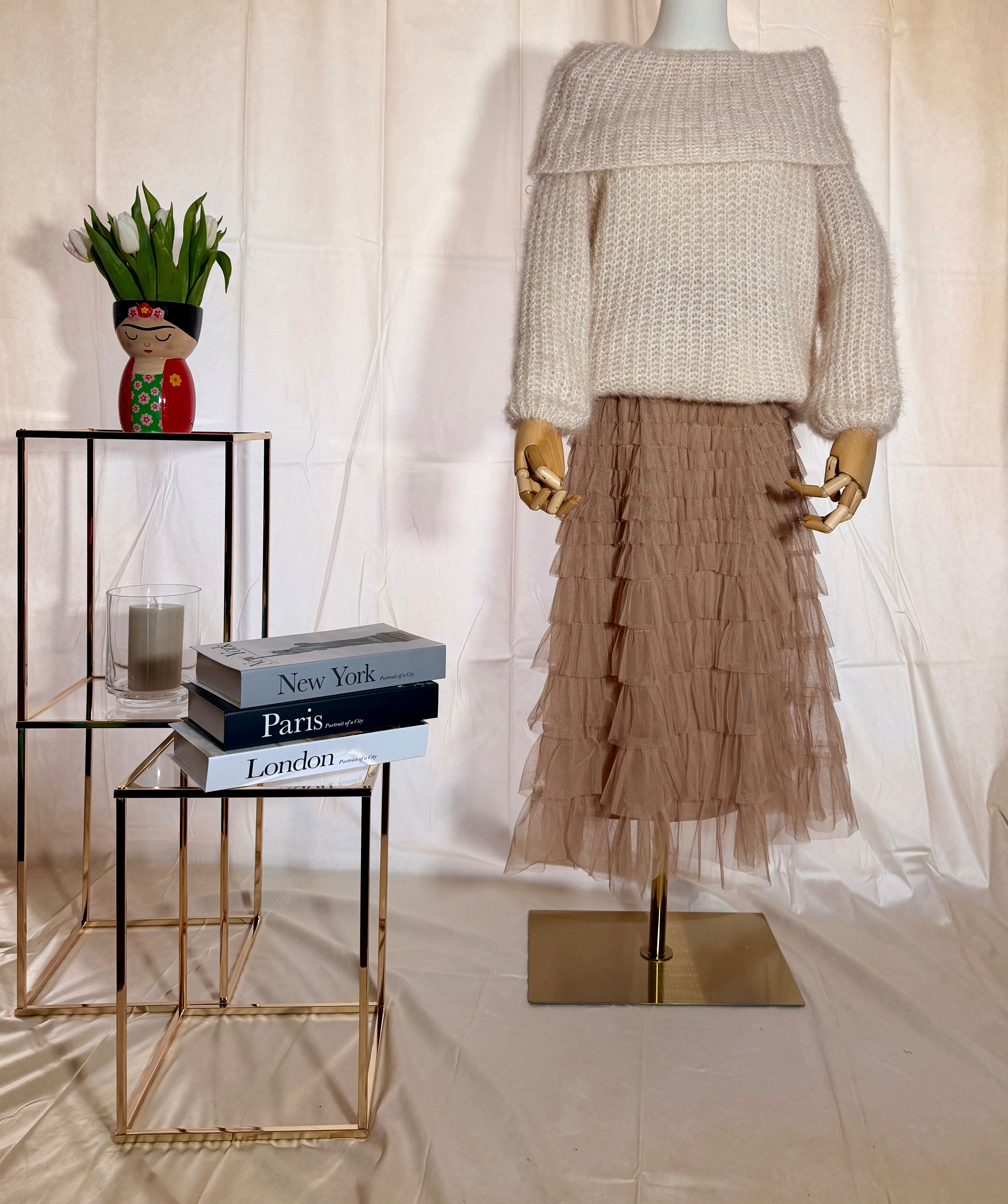 Bardot Style Creme Jumper