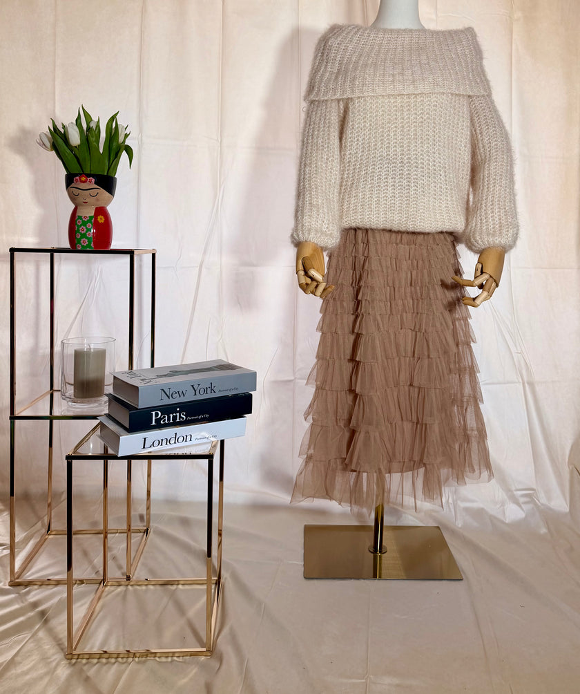 Bardot Style Creme Jumper