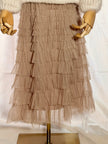 Midi Nude Layered Skirt
