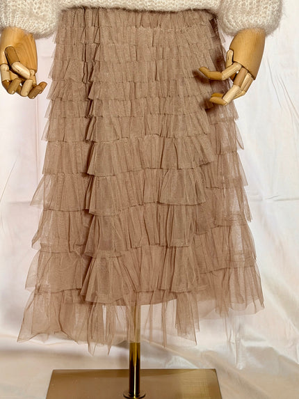 Midi Nude Layered Skirt