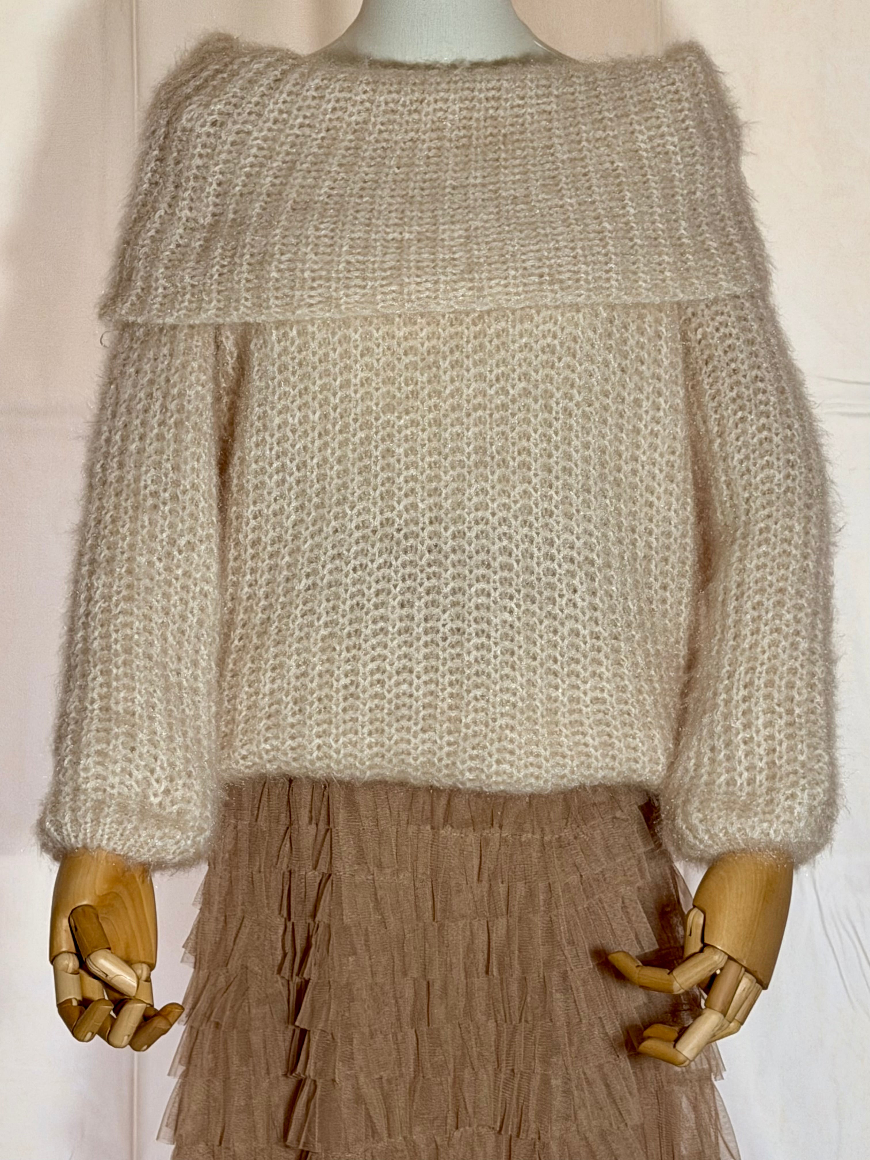 Bardot Style Creme Jumper