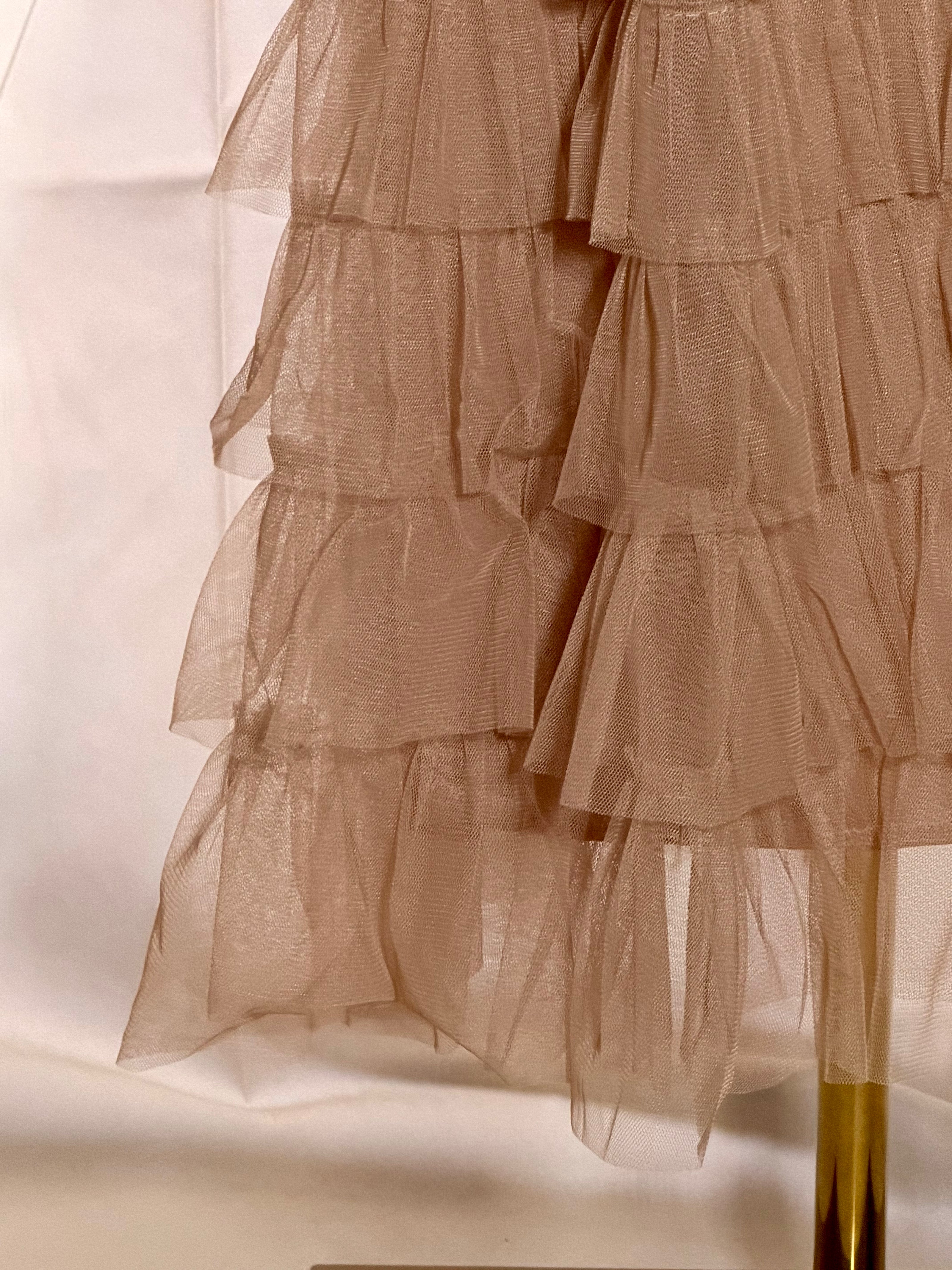 Midi Nude Layered Skirt