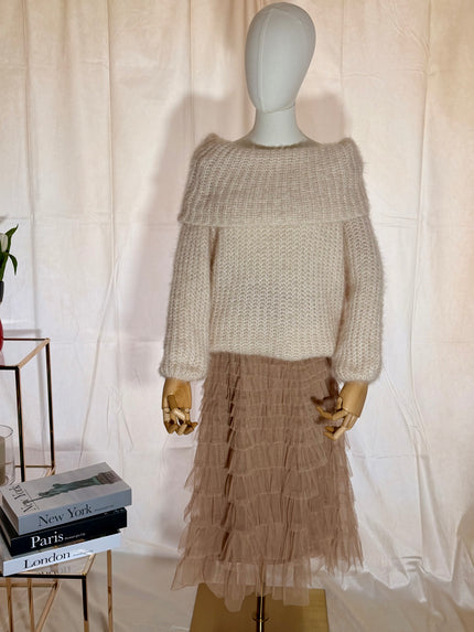 Midi Nude Layered Skirt