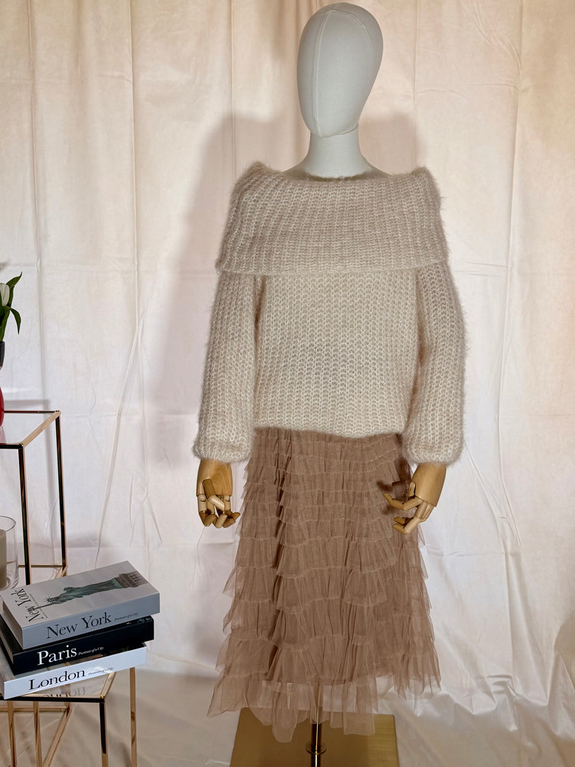 Midi Nude Layered Skirt