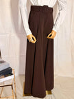 Belted Chocolate Coloured Palazzo Wide Leg Trousers
