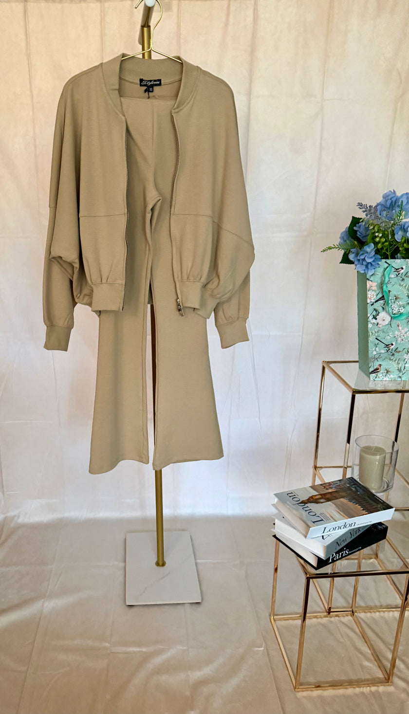 Oversized Bubble Hem Jacket and Loungewear Set