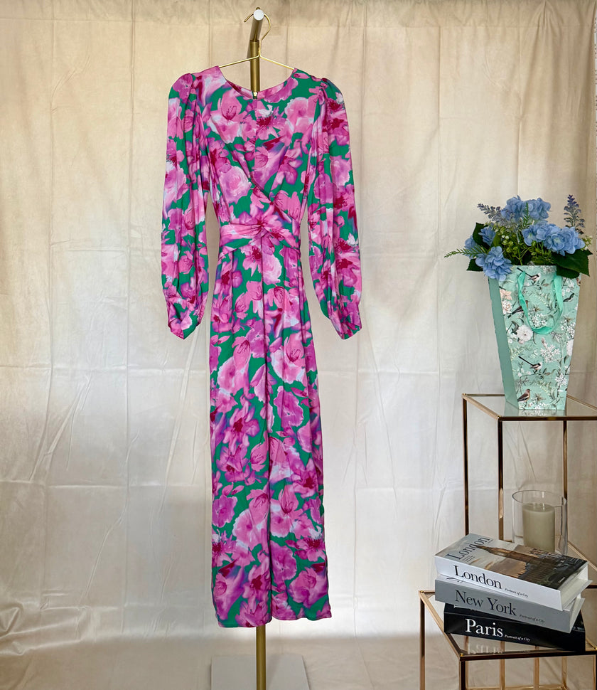Pink Flower Midi Dress