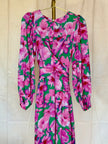 Pink Flower Midi Dress