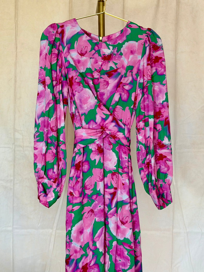 Pink Flower Midi Dress