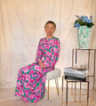 Pink Flower Midi Dress