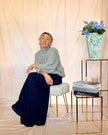 High Neck Crochet Jumper Blue