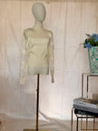 Mesh Flower Sleeved Turtle Neck Jumper