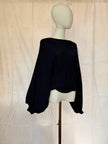 Back Bow Batwing Ribbed Jumper Navy