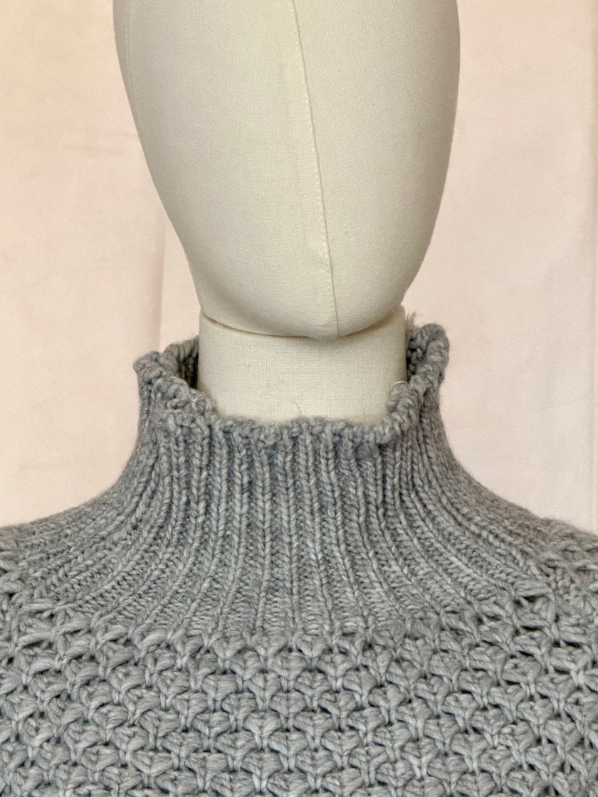High Neck Crochet Jumper Blue
