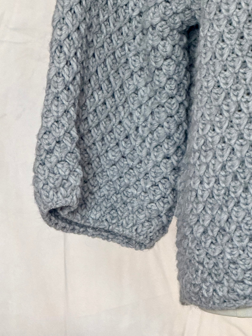 High Neck Crochet Jumper Blue