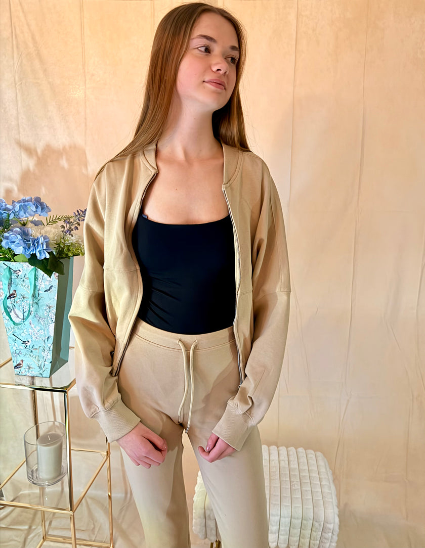 Oversized Bubble Hem Jacket and Loungewear Set