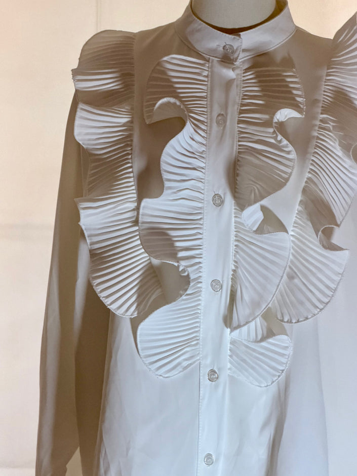 Ruffle Frill Long Sleeve White Shirt