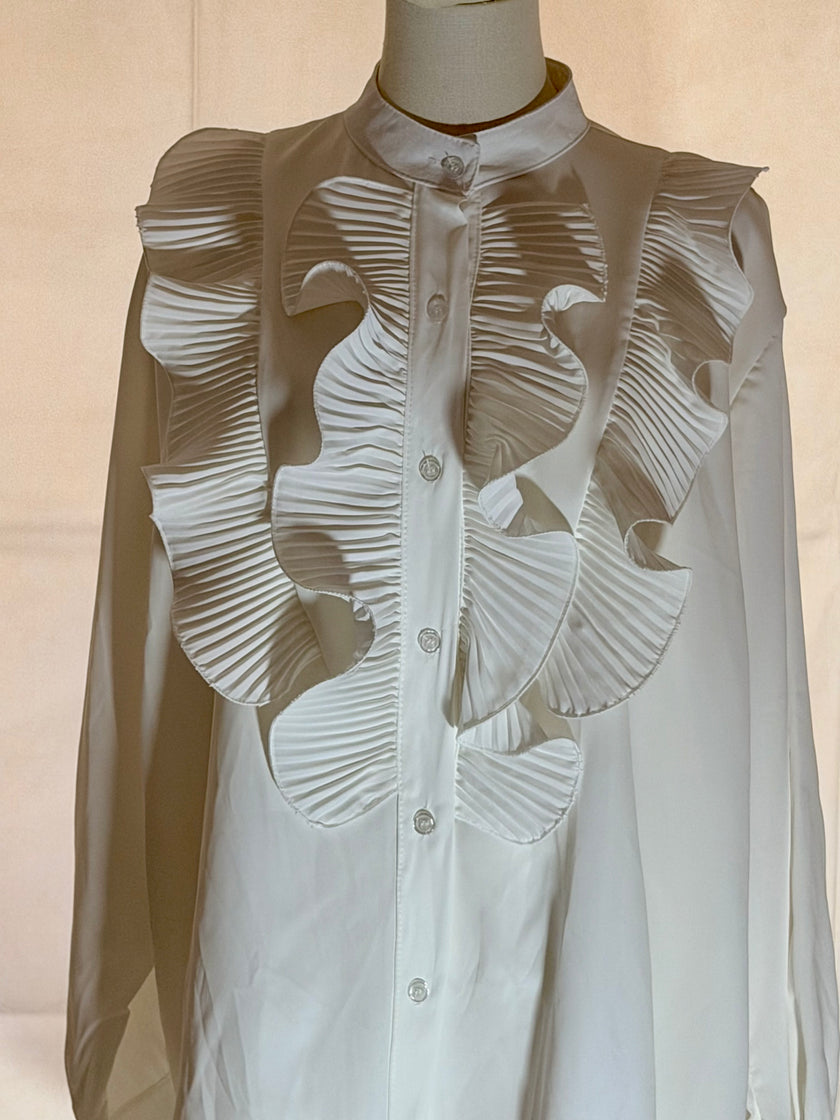 Ruffle Frill Long Sleeve White Shirt