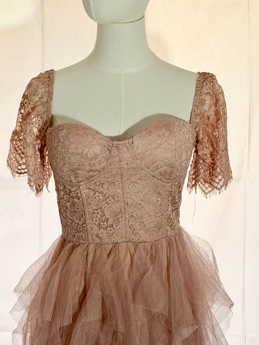 Tulle Lace Bustier Midaxi Dress