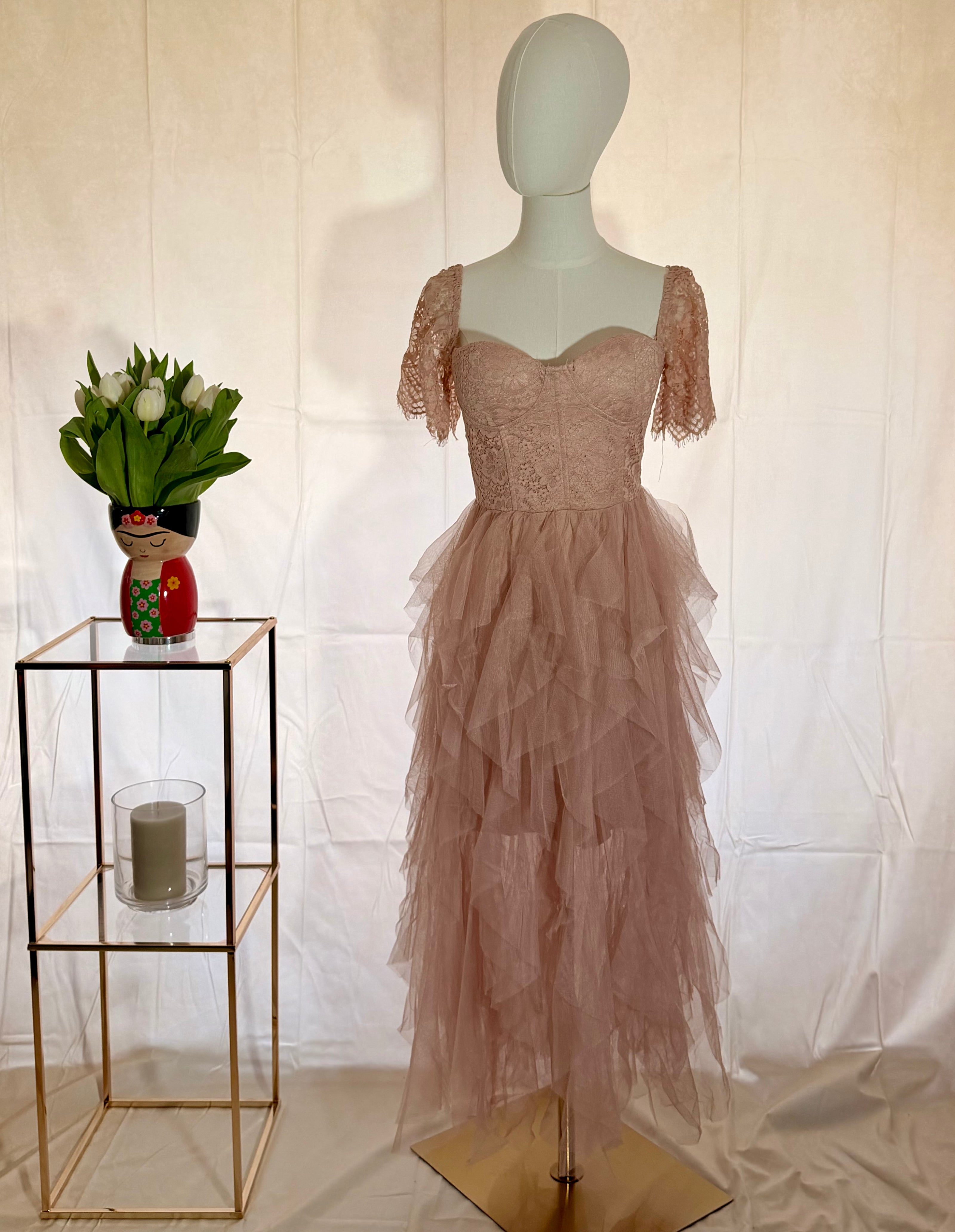 Tulle Lace Bustier Midaxi Dress