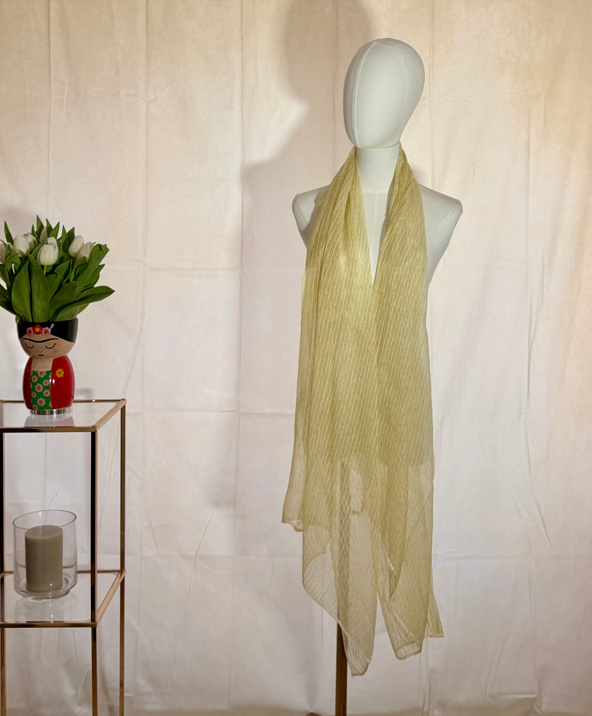 Lemon Pinstripe Chiffon Scarf