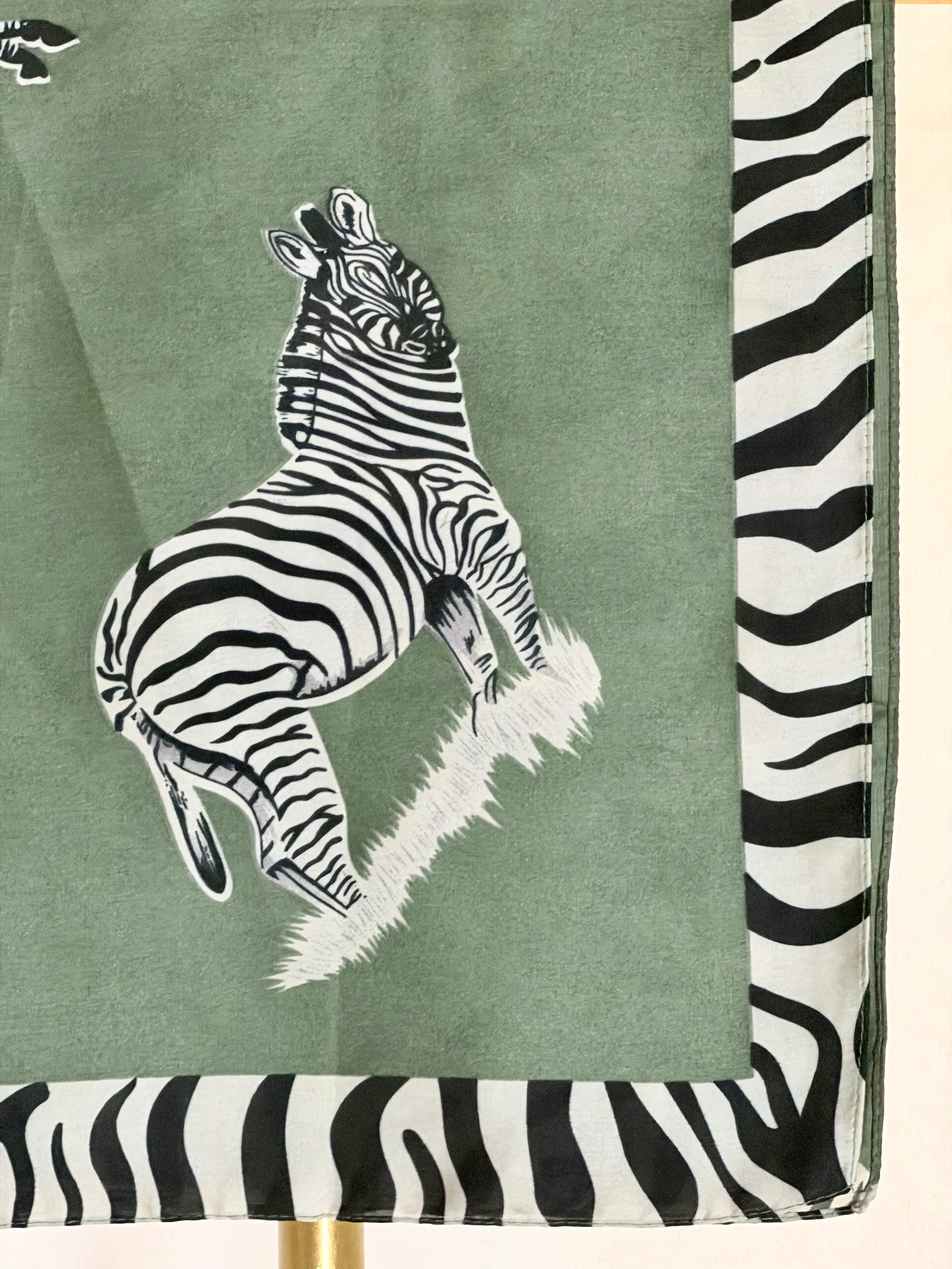 Zebra Detail Green Neckscarf