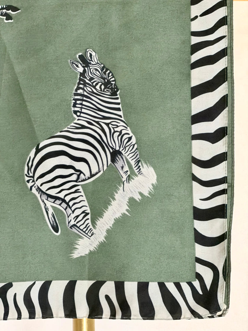 Zebra Detail Green Neckscarf
