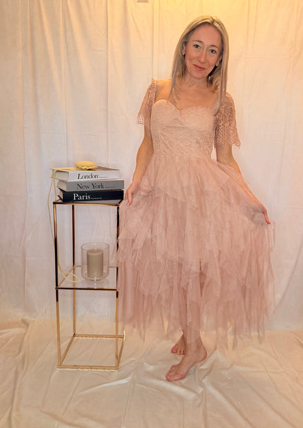 Tulle Lace Bustier Midaxi Dress