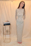 Embellished Grecian Maxi Dress in Powder Pink