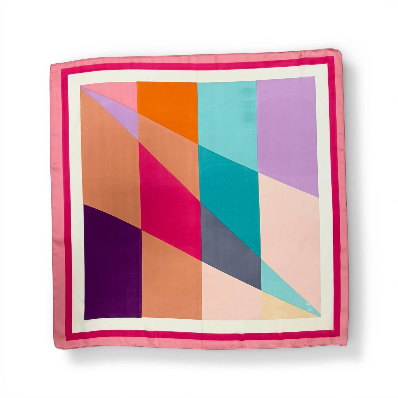 Geometric Panel Square Scarf: Pink