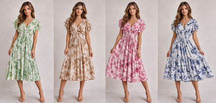 Tye Dye V Neck Button Rouched Midi Dress: Pink