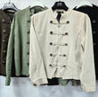 Military Cotton Zip Jacket: Cream