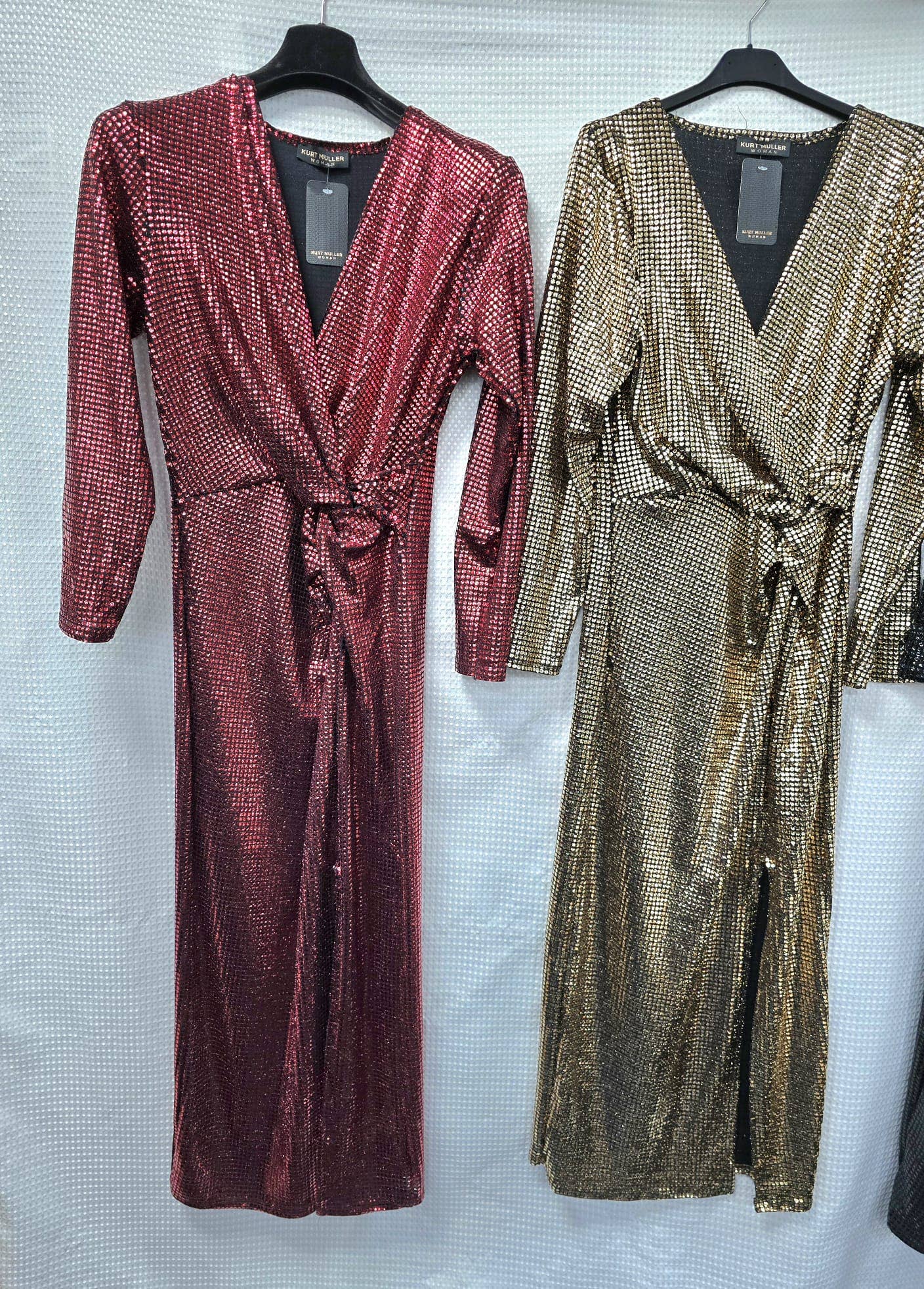 Shimmer V Notch Maxi Dress: Gold