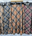 Coloured Check Suedette A-line Skirt: Khaki green