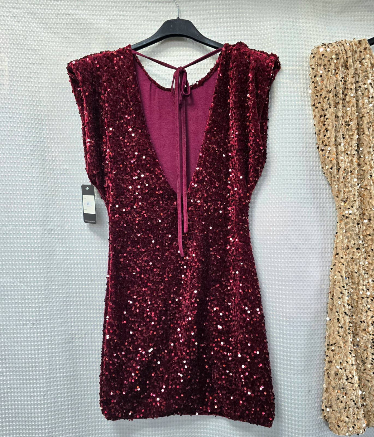 Anna Velvet Sequin Mini Dress: Black