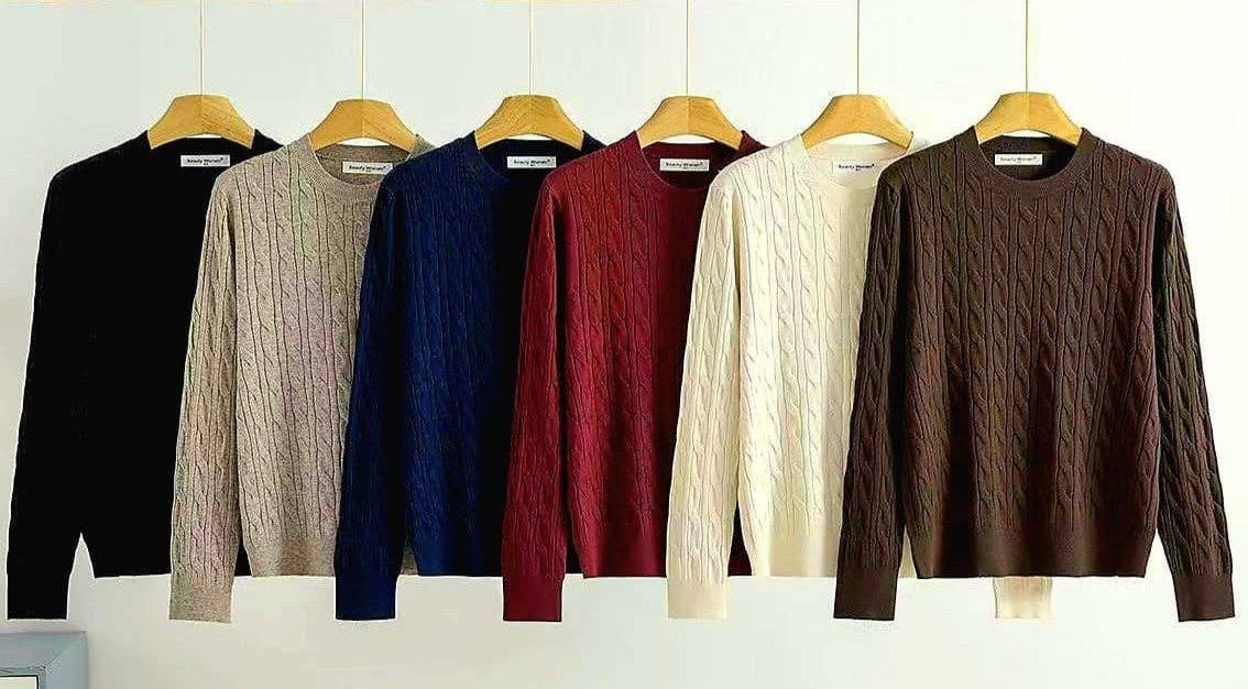 Soft Touch Crew Cable Fine Knit Jumper: Mocha