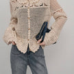 Elegant Beige Guipure Lace Button-Up Cardigan