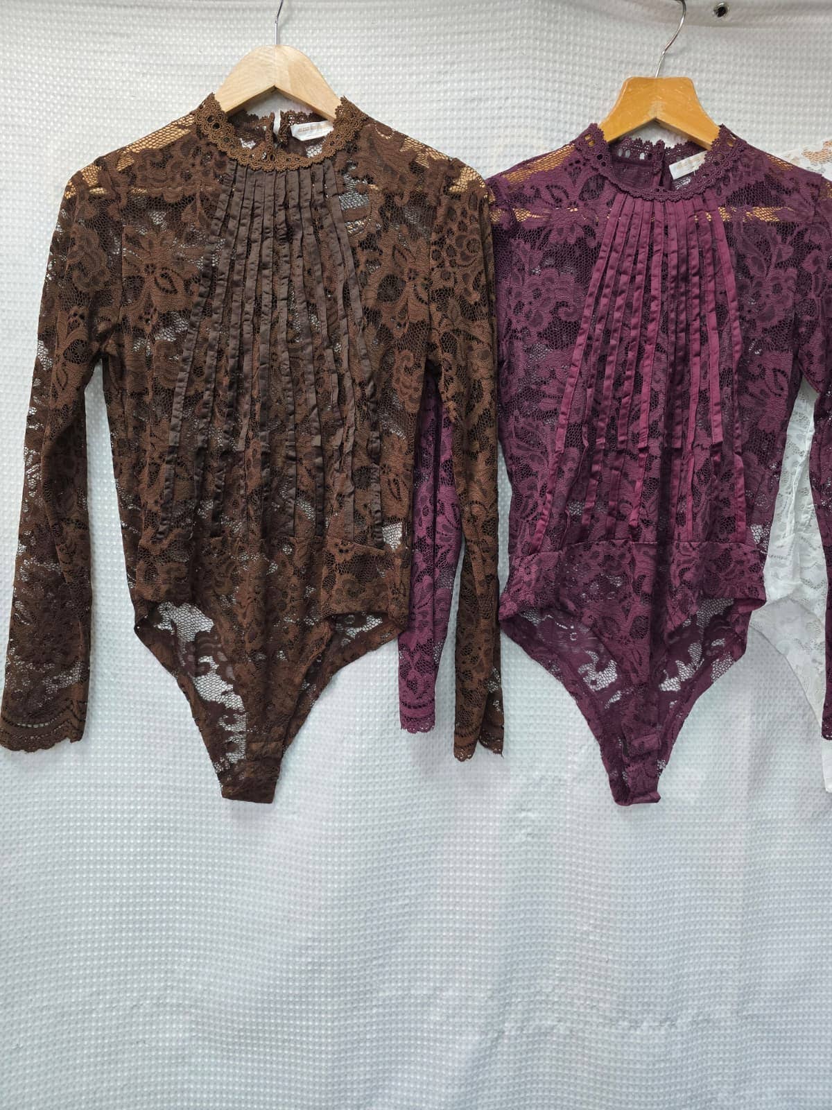 Lace Mesh Bodysuit: Maroon/Dark Red