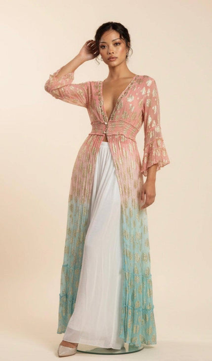MILANO Dip-dyed/Ombré Maxi Cardigan(11): Coral