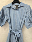 Cotton Light Denim Striped Shirt Dress