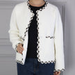 Soft Boucle Trim Fuzzy Cardigan: Ivory