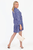 Alison Tiered Mini Dress - Blue, Spotted Daisy: Small (8-10)