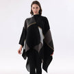 Soft Knit Color-Block Poncho Cape: Tan